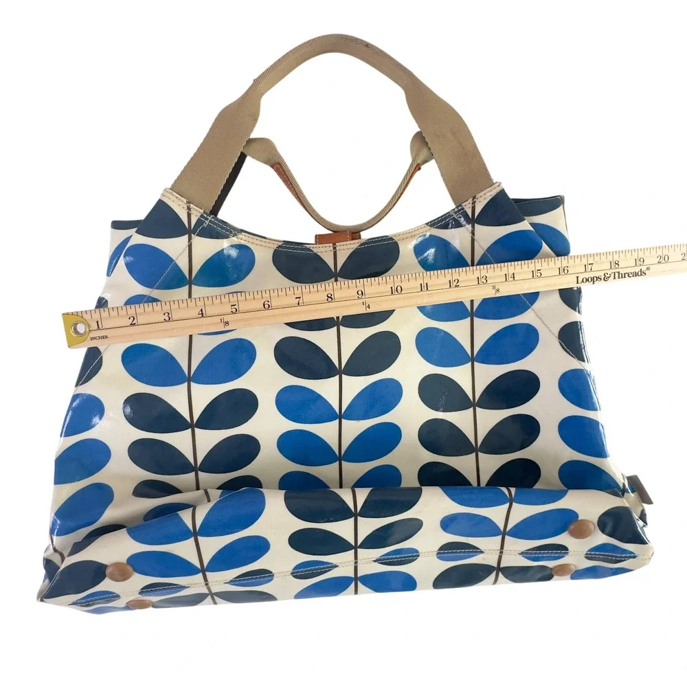 Orla Kiely Stem Print Tote Bag Blue Laminated Cotton Large - Picture 8 of 9